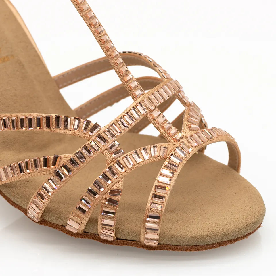 Stylish Champagne Satin Latin Dance Heels