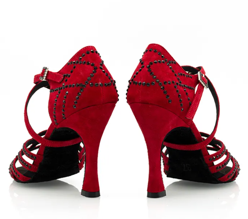 Premiem Red Suede Goatskin Leather Latin Dance Heels